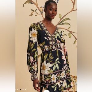 NWOT FARM RIO Surreal Flowers L/S Mini Dress SZ: M